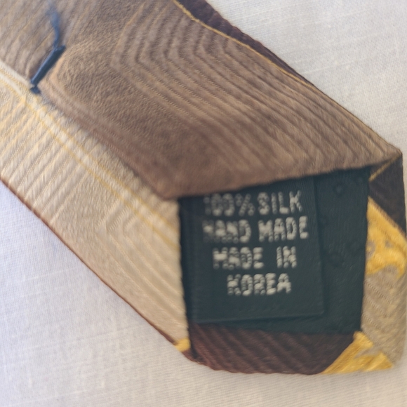 Giorgio Rossini 100% Silk Tie - Brown. Gold, Cream - Picture 3 of 5